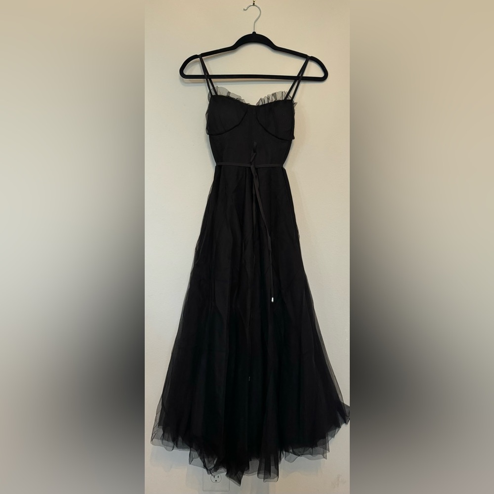 Tule corset style open back event dress